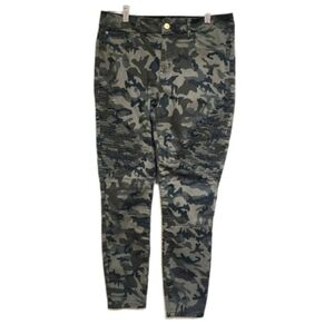 ASHLEY MASON Camo Print Stretch Moto Skinny Jeans‎ size 11/30 Green Brown